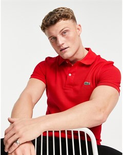 Красное узкое поло из пике Lacoste