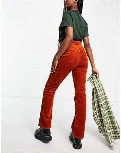 Оранжевые расклешенные брюки из вельвета и органического хлопка Monki