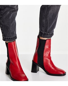 Красные кожаные ботинки челси для широкой стопы Wide Fit Ratings Asos design