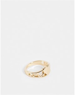 Золотистое кольцо на мизинец с сердечком и ажурным дизайном Asos design