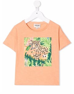 Футболка из органического хлопка с леопардовым принтом Kenzo kids