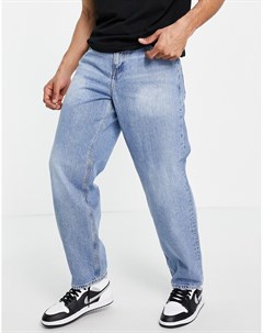 Голубые выбеленные джинсы свободного кроя изготовленные с уменьшенным расходом воды Asos design