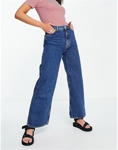 Синие укороченные джинсы из органического хлопка с широкими штанинами Yoko Monki