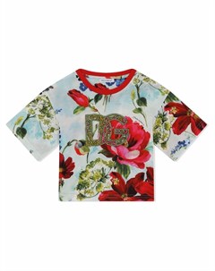 Футболка с вышитым логотипом Dolce & gabbana kids