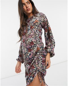 Облегающее платье мини с рюшами и смешанным цветочным принтом Vero moda