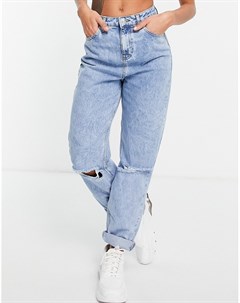 Выбеленные джинсы в винтажном стиле с завышенной талией и рваной отделкой Asos design
