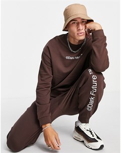 Oversized свитшот шоколадного цвета с логотипом на груди от комплекта ASOS Dark Future Asos design