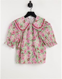Разноцветная блузка с воротником и цветочным принтом из органического хлопка & other stories
