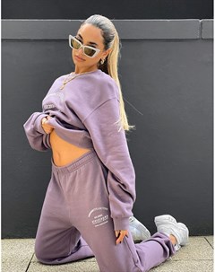 Oversized джоггеры баклажанового оттенка с логотипом в форме дуги Asos weekend collective