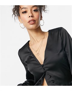 Черный топ с баской и молнией спереди Missguided tall