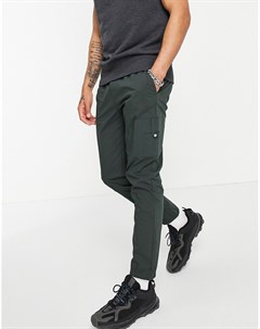 Темно зеленые брюки зауженного кроя из нейлона с карманом MA1 Asos design