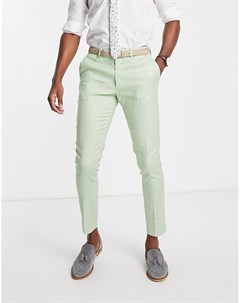 Шалфейно зеленые супероблегающие брюки из хлопка и льна Asos design