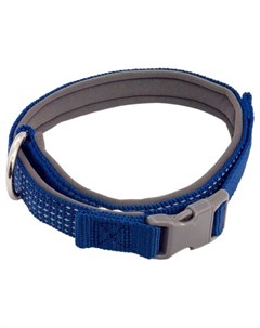 Ошейник Премиум нейлон синий светоотражающий с неопреновой подкладкой для собак 15 мм 26 40 Синий Каскад