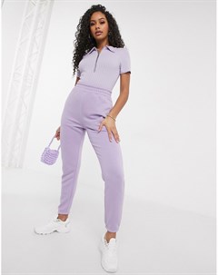 Лавандовые узкие джоггеры от комплекта Missguided