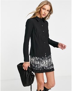 Черная приталенная рубашка из фактурной ткани в стиле 90 х Topshop