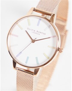 Розово золотистые часы с сетчатым браслетом Olivia burton