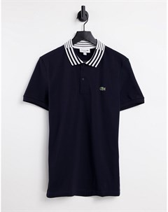 Черная футболка поло с логотипом Lacoste