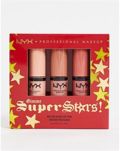 Подарочный набор из трех блесков для губ Gimme Super Stars Butter Gloss Light Nude Nyx professional makeup