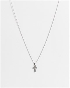 Серебристое ожерелье с украшенной кристаллами подвеской крестом Asos design