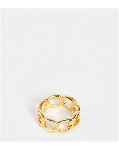 Кольцо с дизайном в виде цепи и покрытием из 14 каратного золота Asos design