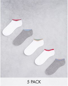 Набор из 5 пар серых и белых спортивных носков с окантовкой Asos design