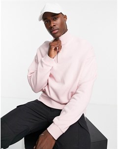 Розовый oversized свитшот на короткой молнии Asos design