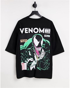 Oversized футболка черного цвета с принтом с Веномом Asos design