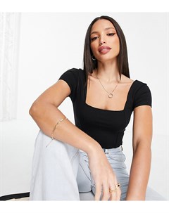 Черное боди с короткими рукавами и декоративными швами ASOS DESIGN Asos tall