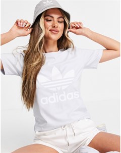 Бледно голубая футболка с крупным логотипом adicolor Adidas originals