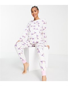 Длинный пижамный комплект с принтом радуги и коал кремового цвета Maternity Chelsea peers