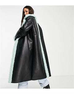 Черно мятный тренч из плотного искусственного меха ASOS DESIGN Tall Asos tall