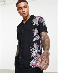 Рубашка с отложным воротником и темным цветочным принтом по краю Originals Jack & jones