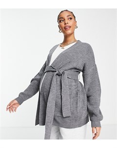 Серый удлиненный кардиган с завязкой на талии Urban bliss maternity