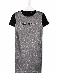 Платье футболка с пайетками Balmain kids