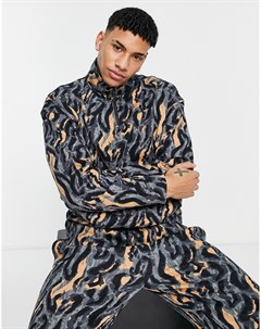 Oversized свитшот с короткой молнией и разноцветным звериным принтом Topman