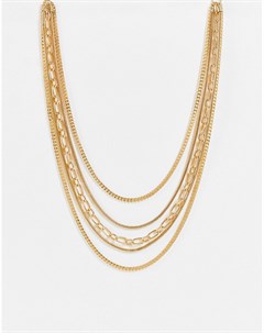 Золотистое ярусное ожерелье из цепочек с разным дизайном Asos design