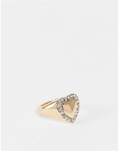 Золотистое кольцо на мизинец в форме сердечка с отделкой кристаллами Asos design
