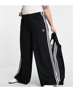 Черные широкие брюки с тремя полосками Plus adicolor Adidas originals