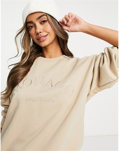 Oversized свитшот светло бежевого цвета Monaco Stradivarius