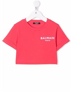 Укороченная футболка с логотипом Balmain kids