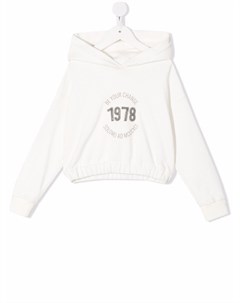 Укороченное худи с надписью Brunello cucinelli kids