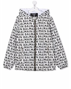 Куртка на молнии с капюшоном и логотипом Balmain kids