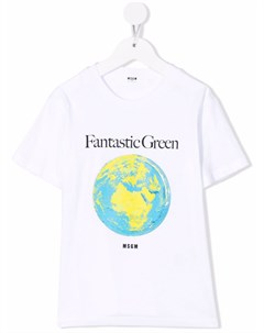 Футболка с принтом Fantastic Green Msgm kids