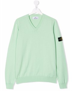 Джемпер с V образным вырезом и нашивкой Stone island junior