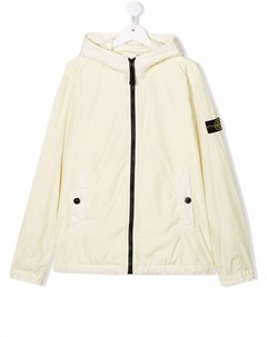 Куртка на молнии с капюшоном и нашивкой логотипом Stone island junior