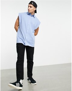 Трикотажная рубашка в стиле oversized без рукавов голубого цвета Asos design