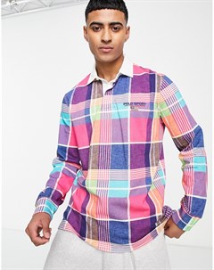 Розовое поло в клетку в стиле регби Sports Capsule Madras Polo ralph lauren