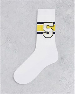 Спортивные носки белого цвета с университетским принтом в стиле Стэнфорда Asos design