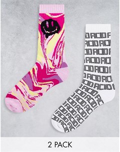 Набор из 2 спортивных носков с текстовым принтом и мраморным эффектом Asos design