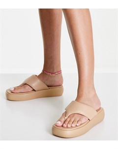 Массивные бежевые сандалии для широкой стопы с перемычкой между пальцами Wide Fit Francesca Asos design